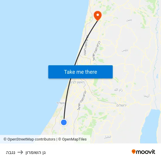 נגבה to גן השומרון map