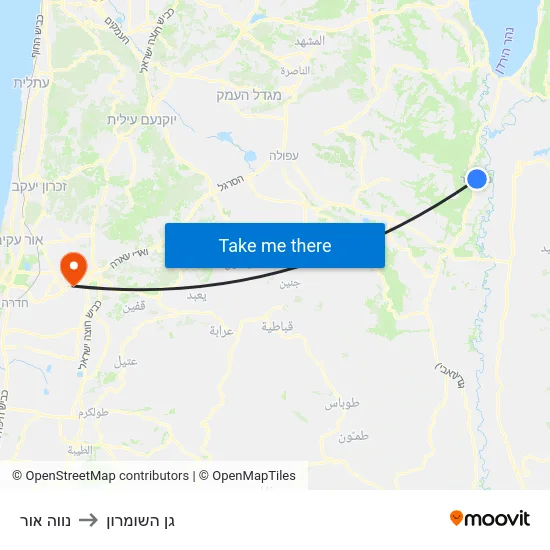 נווה אור to גן השומרון map