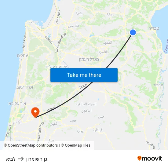 לביא to גן השומרון map