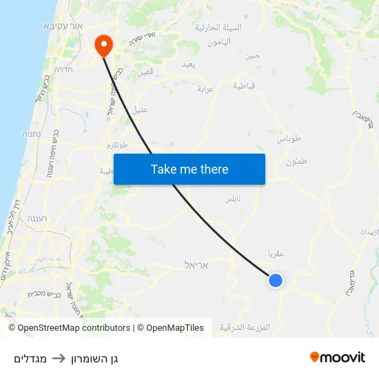 מגדלים to גן השומרון map