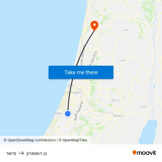 מישר to גן השומרון map