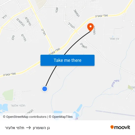 תלמי אלעזר to גן השומרון map