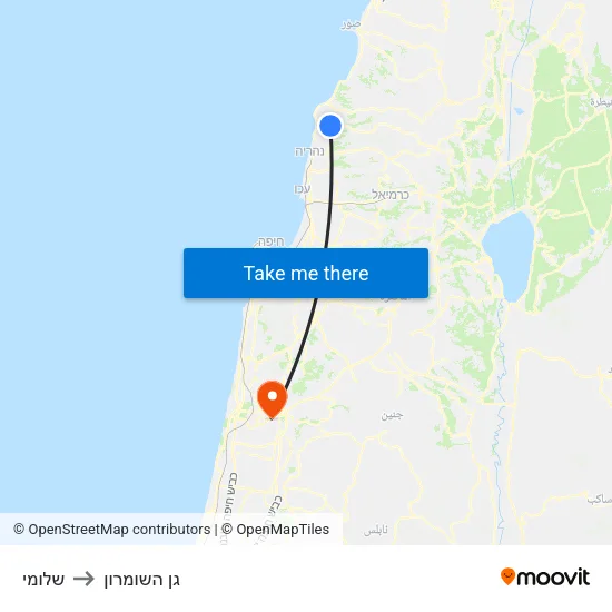 שלומי to גן השומרון map