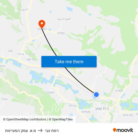 מ.א. עמק המעיינות to רמת צבי map