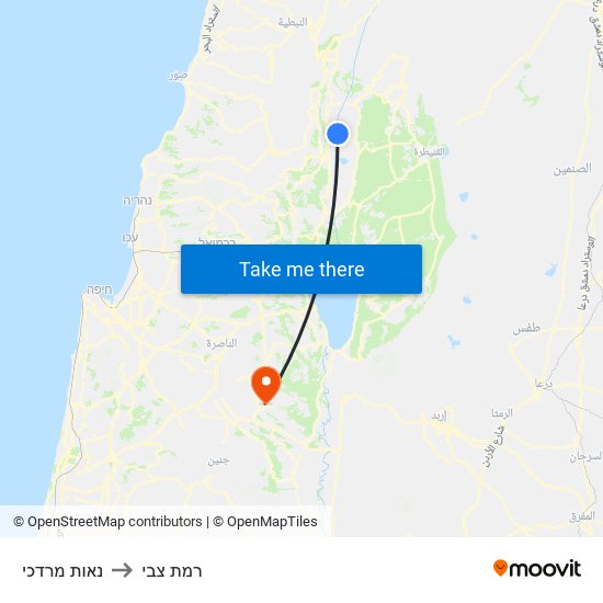 נאות מרדכי to רמת צבי map