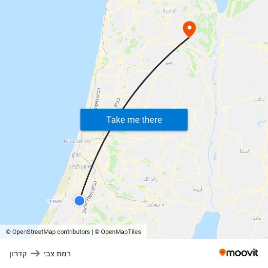 קדרון to רמת צבי map