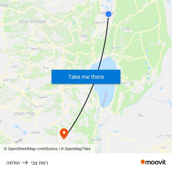 חולתה to רמת צבי map