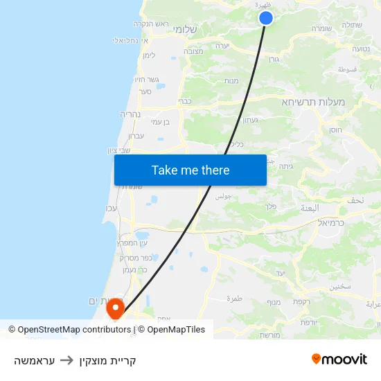 עראמשה to קריית מוצקין map