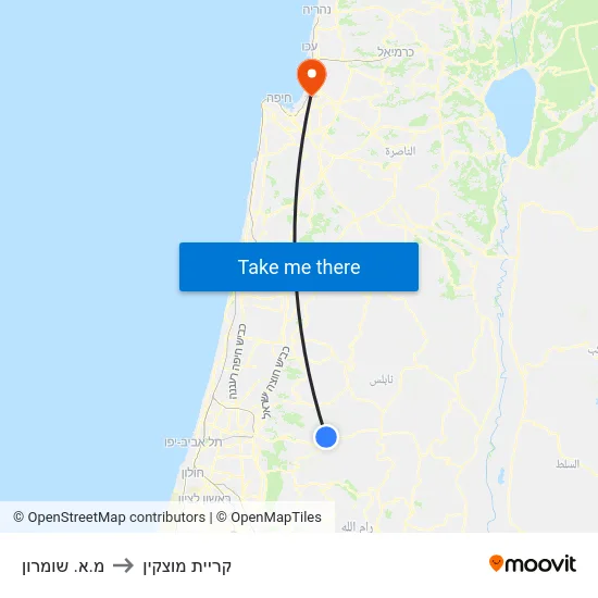 מ.א. שומרון to קריית מוצקין map