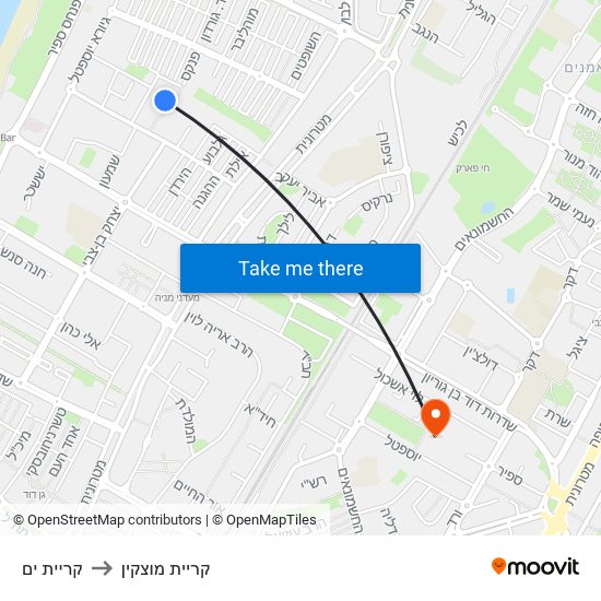 קריית ים to קריית מוצקין map