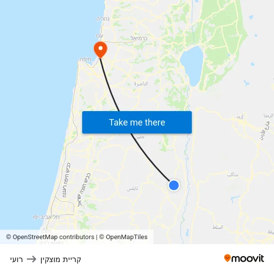 רועי to קריית מוצקין map