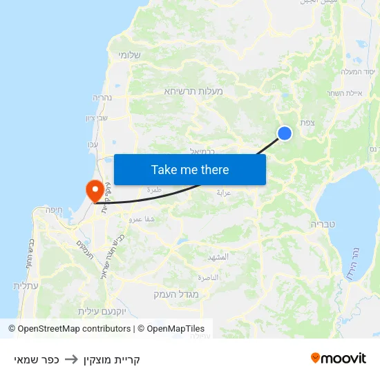 כפר שמאי to קריית מוצקין map