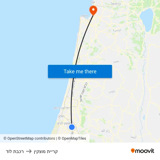 רכבת לוד to קריית מוצקין map