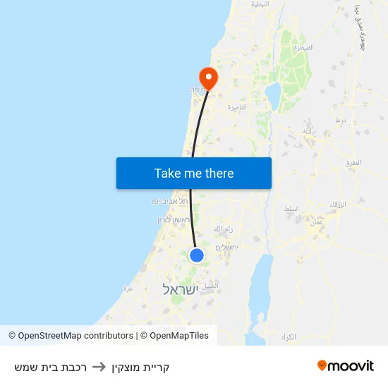 רכבת בית שמש to קריית מוצקין map