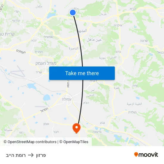 רומת הייב to פרזון map