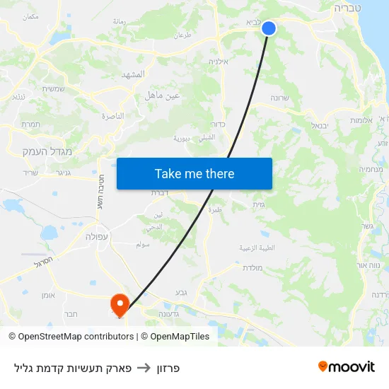 פארק תעשיות קדמת גליל to פרזון map