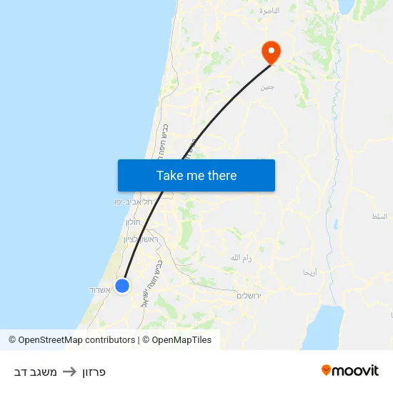 משגב דב to פרזון map