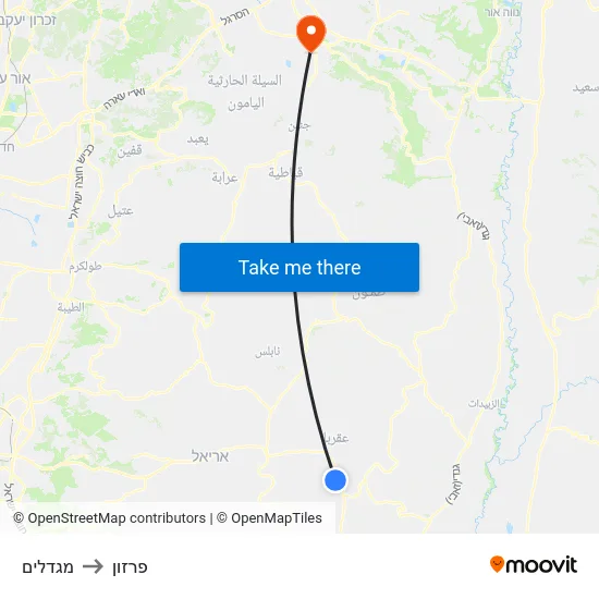 מגדלים to פרזון map