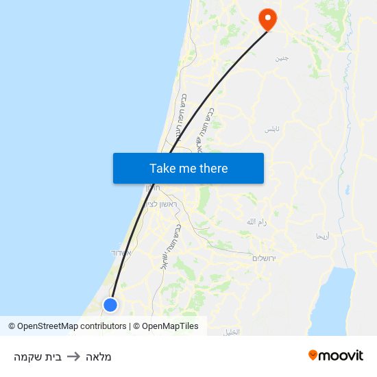 בית שקמה to מלאה map