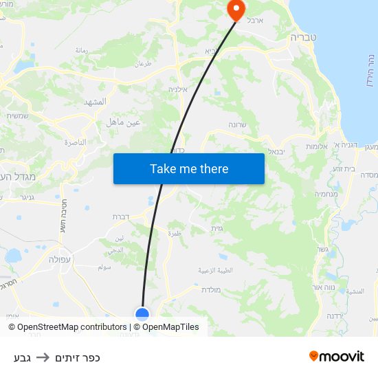 גבע to כפר זיתים map