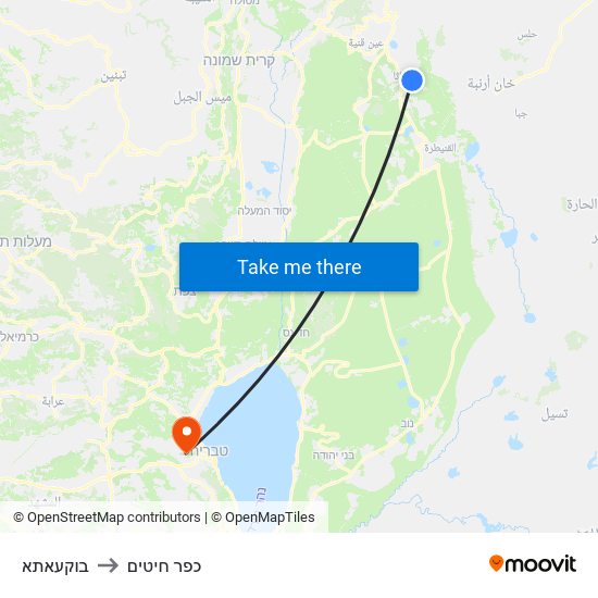 בוקעאתא to כפר חיטים map