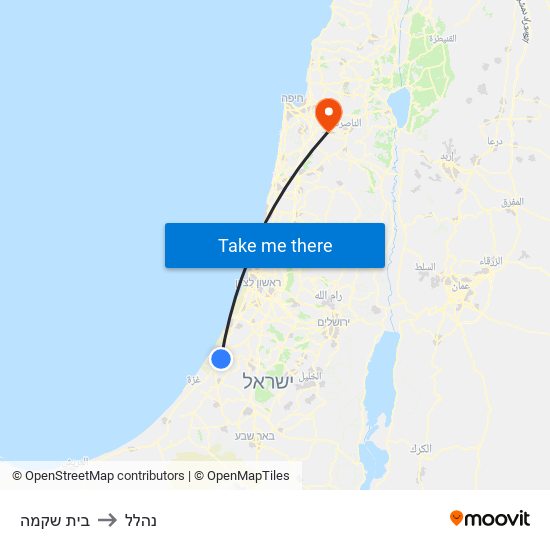 בית שקמה to נהלל map