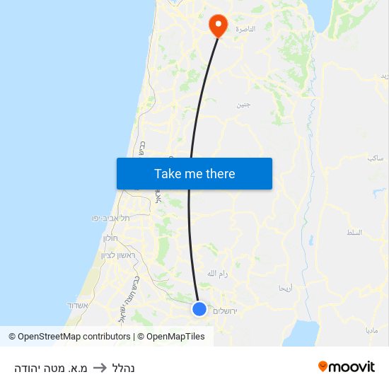 מ.א. מטה יהודה to נהלל map