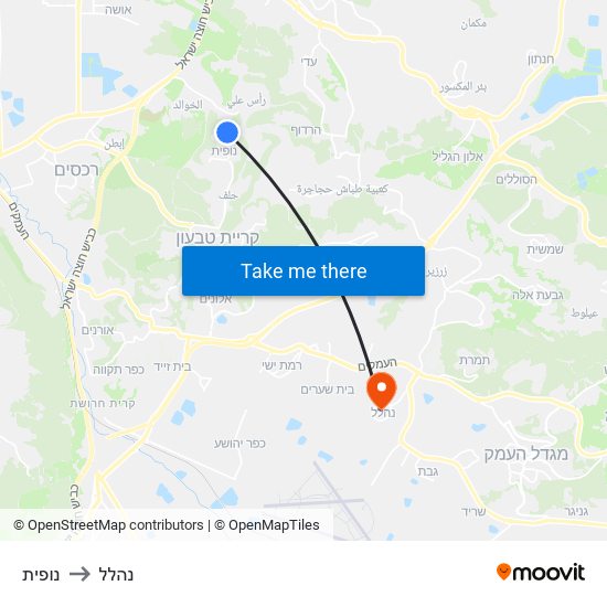 נופית to נהלל map