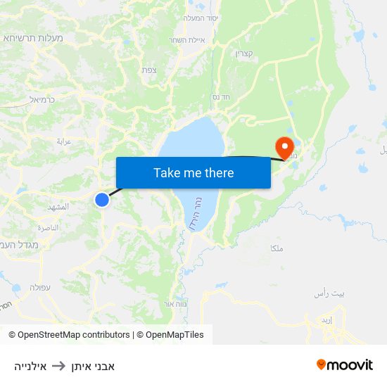 אילנייה to אבני איתן map