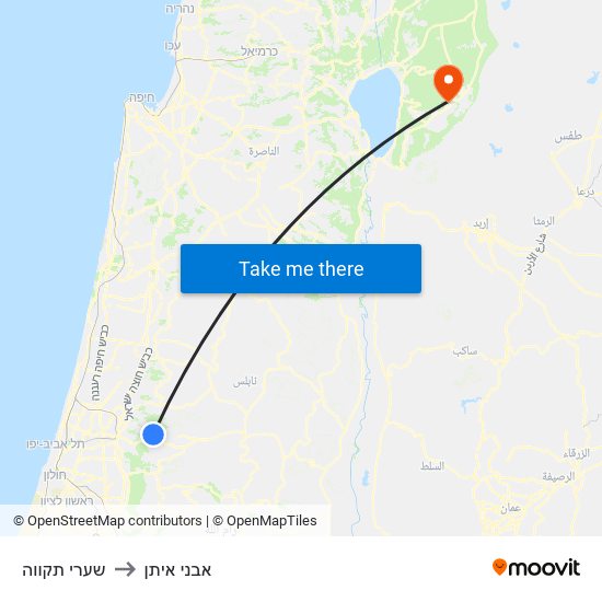 שערי תקווה to אבני איתן map