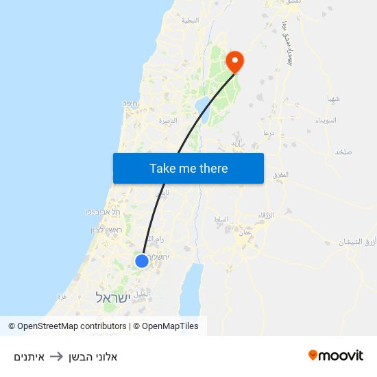 איתנים to אלוני הבשן map