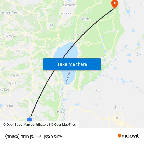 עין חרוד (מאוחד) to אלוני הבשן map