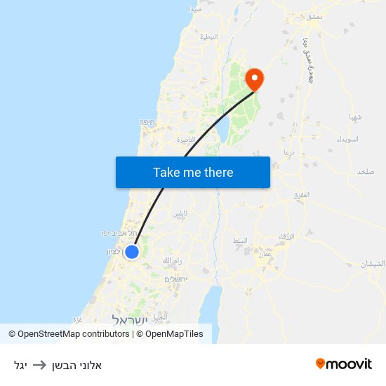 יגל to אלוני הבשן map