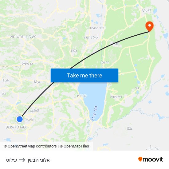 עילוט to אלוני הבשן map
