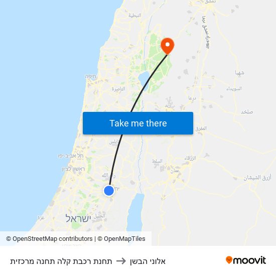 תחנת רכבת קלה תחנה מרכזית to אלוני הבשן map