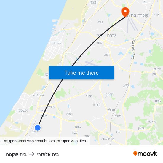 בית שקמה to בית אלעזרי map