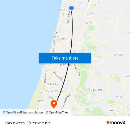 מדרשת רופין to בית אלעזרי map