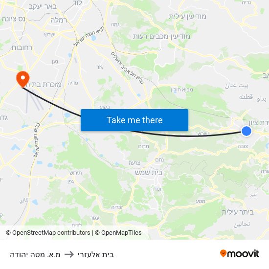 מ.א. מטה יהודה to בית אלעזרי map