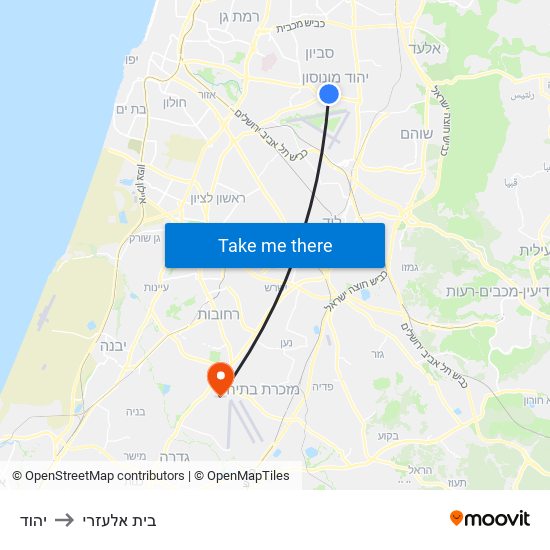 יהוד to בית אלעזרי map