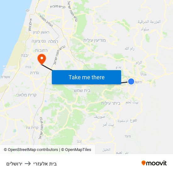 ירושלים to בית אלעזרי map