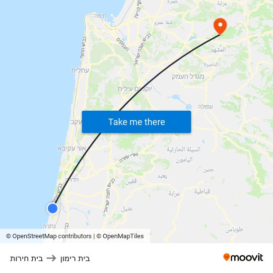 בית חירות to בית רימון map