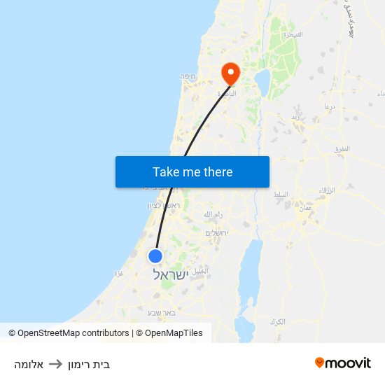 אלומה to בית רימון map