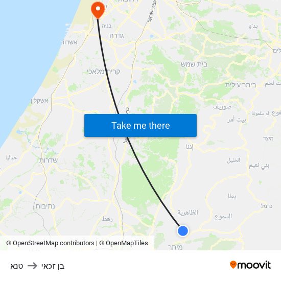 טנא to בן זכאי map