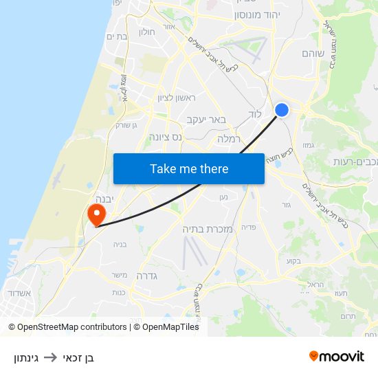 גינתון to בן זכאי map