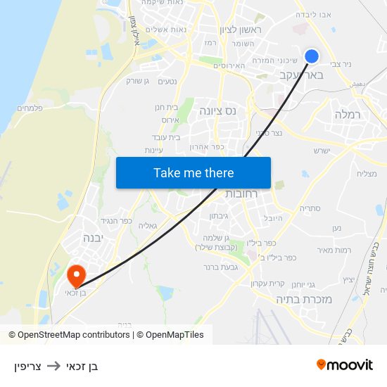 צריפין to בן זכאי map