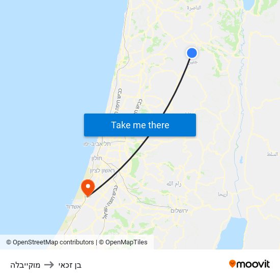 מוקייבלה to בן זכאי map