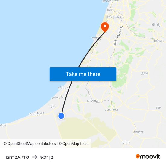 שדי אברהם to בן זכאי map