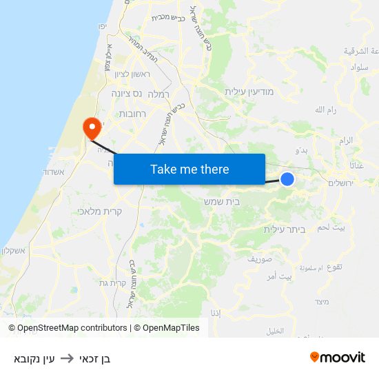 עין נקובא to בן זכאי map