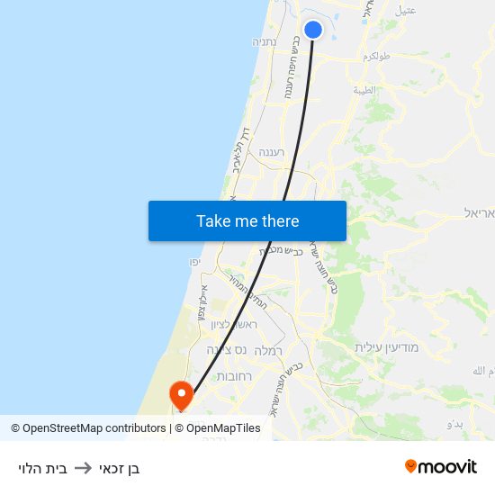 בית הלוי to בן זכאי map