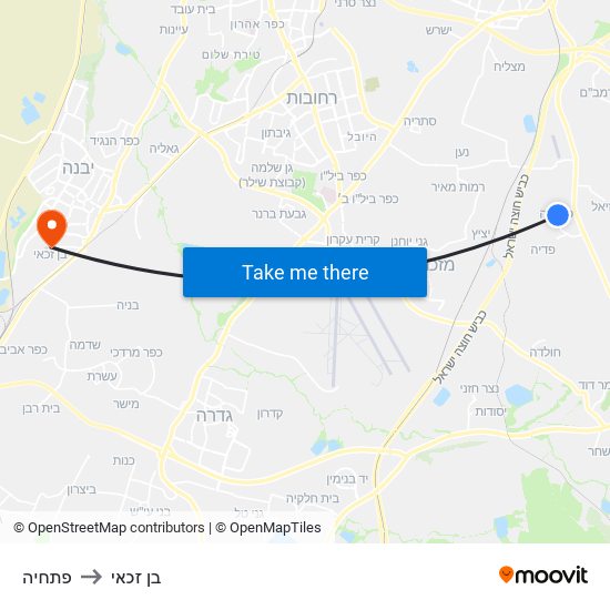 פתחיה to בן זכאי map
